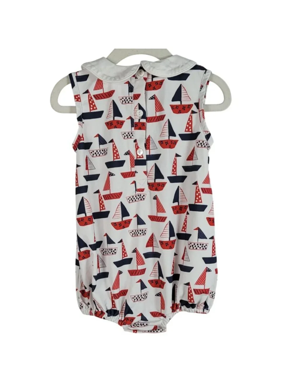 Cecil and Lou Sailboats Bubble Romper Red White Blue 12M Sleeveless Patriotic